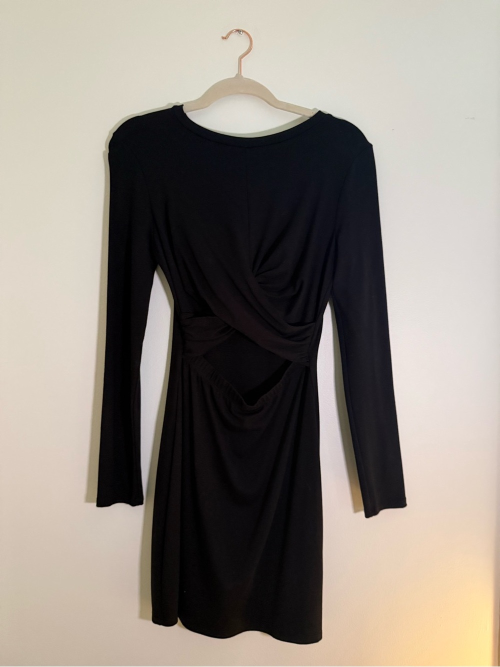G/FORE Black Long-Sleeve Twist Front Cutout Mini Dress